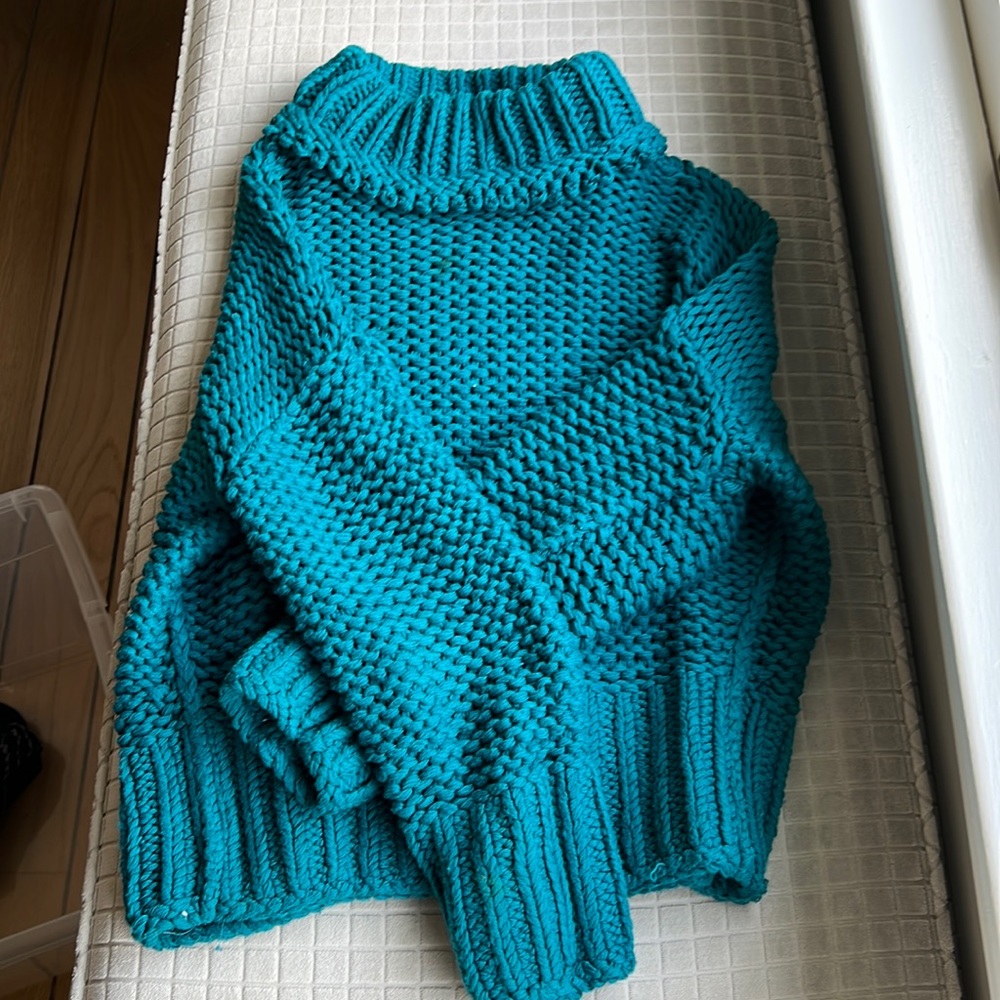 Free people chunky knit sweater (blue green)
